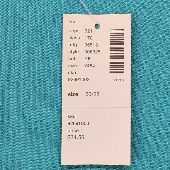 NWT Lane Bryant Womens Plus 26/28 Tunic Top Blue Turquoise Ruffle Hem Ruched New - Picture 13 of 13